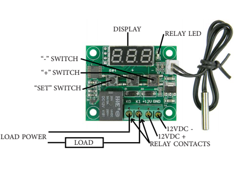 DC12V 20-90℃ Heat Cool Thermostat Temperature Temp Control Switch+Sensor B25=10k 