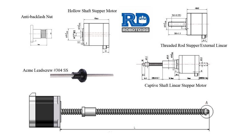 Ball Screw or Lead Screw Linear Stepper Motor