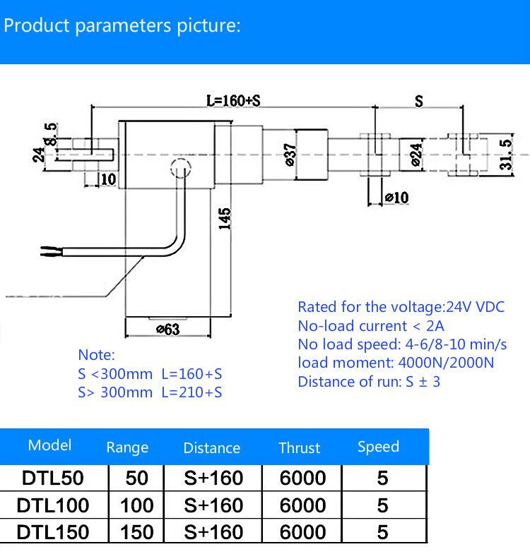 6000n pull force linear actuator