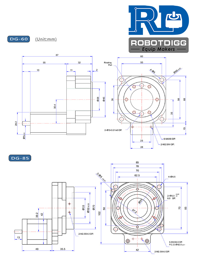 Stepper Motor Rotary Table TX60 and TX85