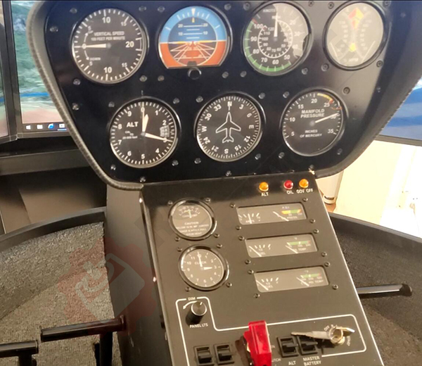 X-Plane 11 Flight Simulator with 6 DOF Platform in Robinson R22