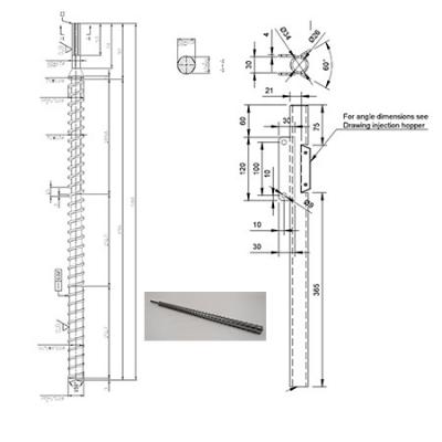 Precious Plastic design single screw and barrel for extrusion machine
