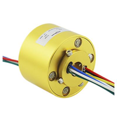Slip ring hollow shaft through bore rotating miniature electrical connector