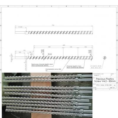 30mm diameter extrusion screw for Precious Plastic project