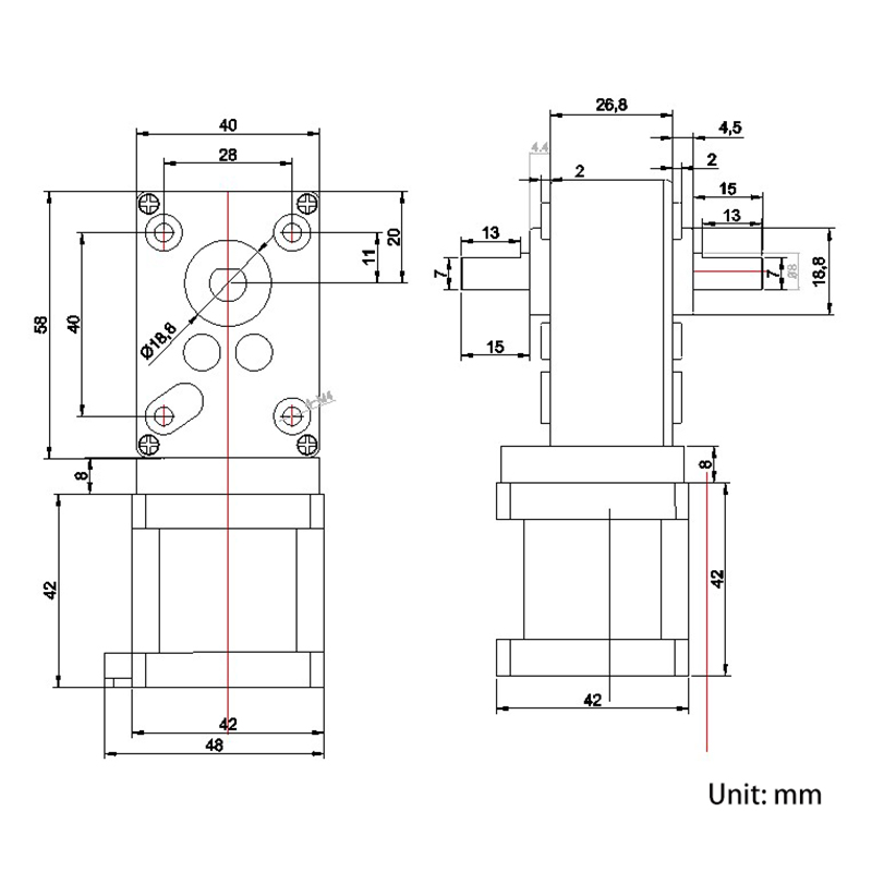 stepper motor with worm gearbox