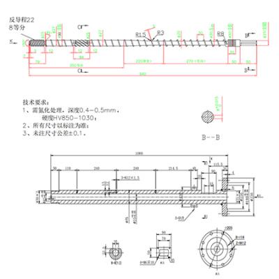 D30, D35 LD ratio 28 screw, barrel with mixing and shearing sections