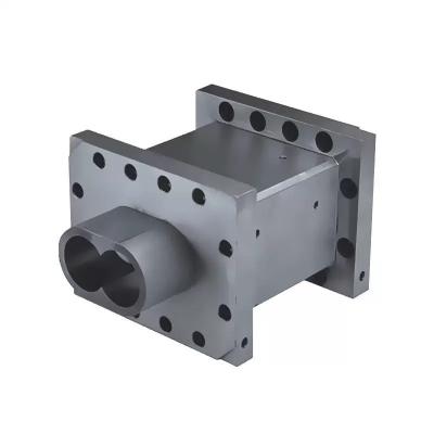 Block type screw and barrel for parallel twin screw extruder