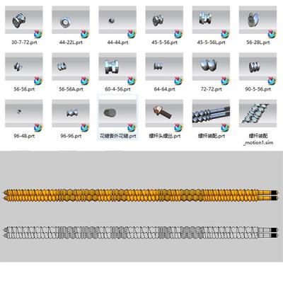 Block type screw and barrel for parallel twin screw extruder
